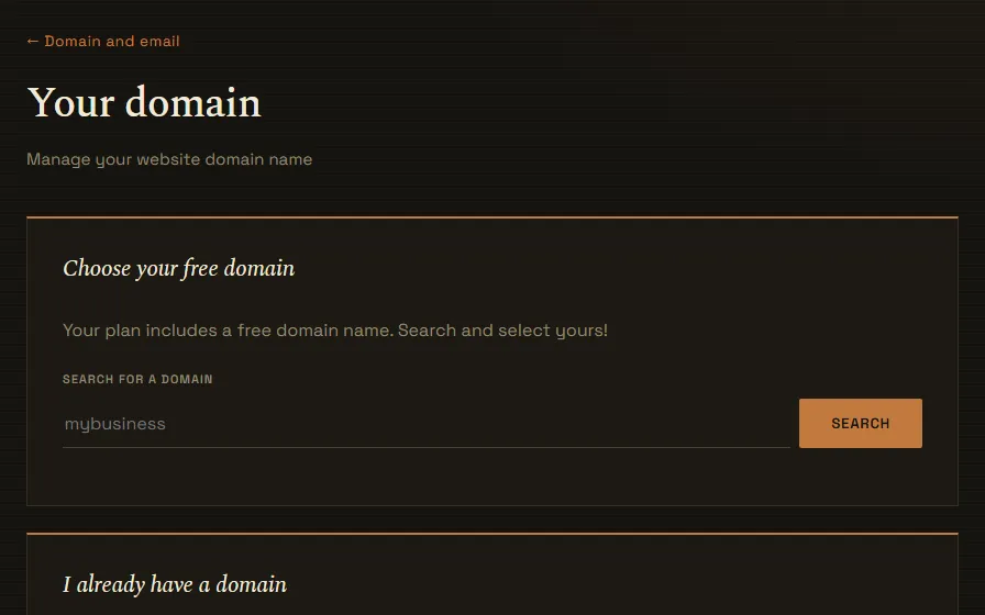 The Domain page