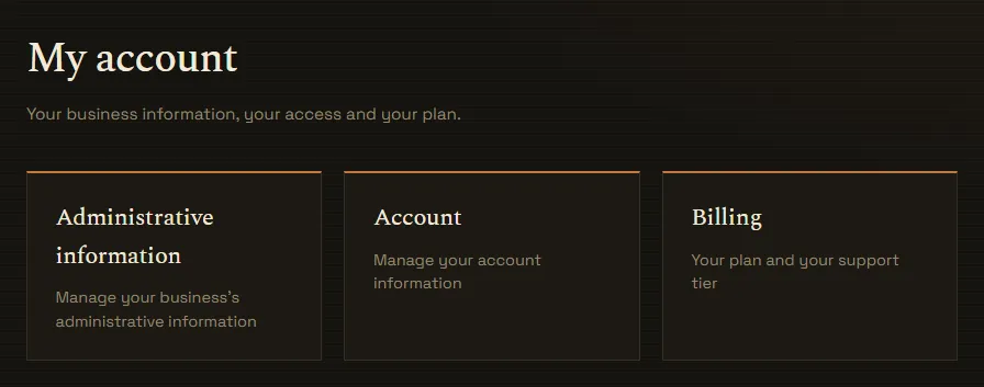 The My account tiles