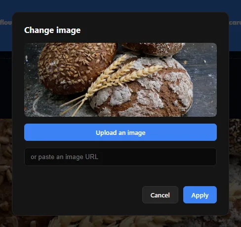 The “Change image” window