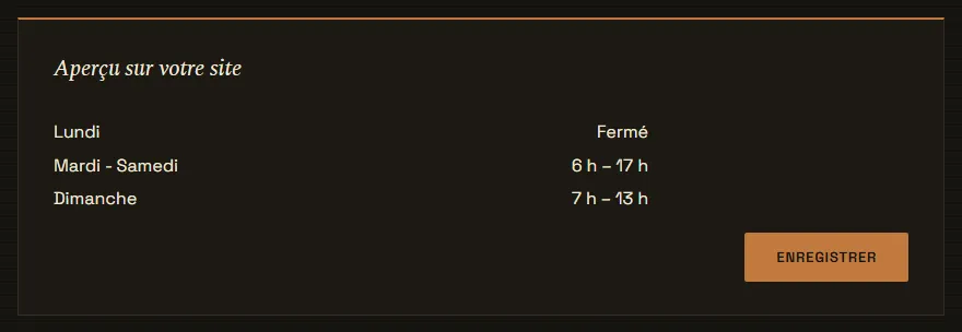 L'aperçu de vos heures
