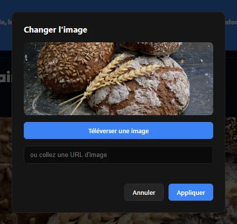 La fenêtre « Changer l'image »