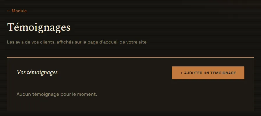 La liste de vos témoignages