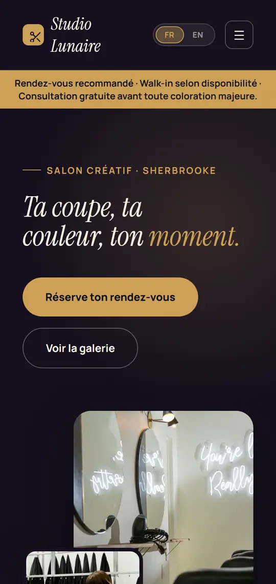 Sample website for a hair salon