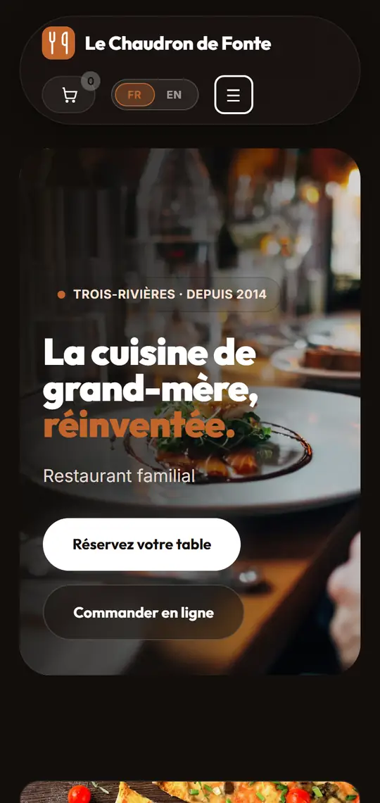 Sample website for a restaurant