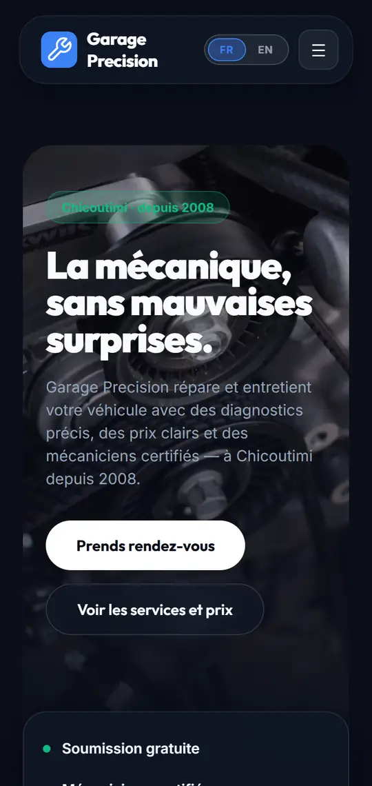 Sample website for an auto repair shop