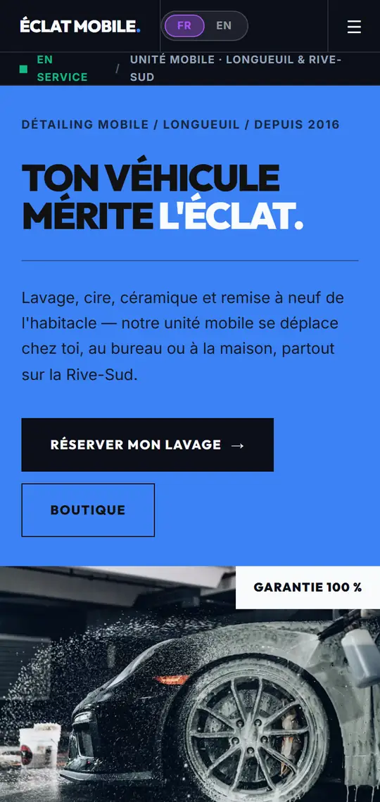 Sample website for a car wash